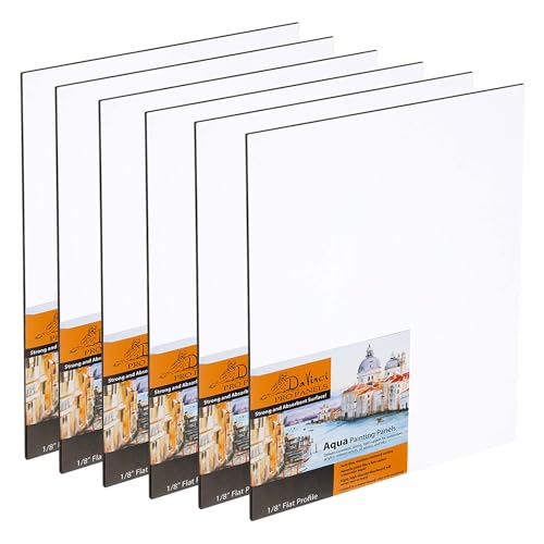 Jerry's Artarama Da Vinci Aqua Pro Panels - 9x12-6-Pack - 1/8" Thick Rigid Watercolor Board with Acid-Free Surface, Clay-Infused Gesso, Ideal Watercolor Boards for Painting Mixed Media - size: 9x12" - 6 Pack