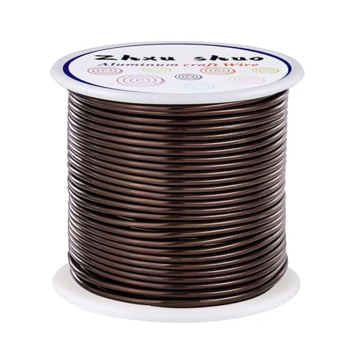 12 Gauge(2mm) Aluminum Wire 35 Yards Anodized Metal Wire for Bonsai Armature Crafting Sculpting Jewelry Craft Making Beading Floral (Light Brown, 12 Gauge) - color: Light Brown