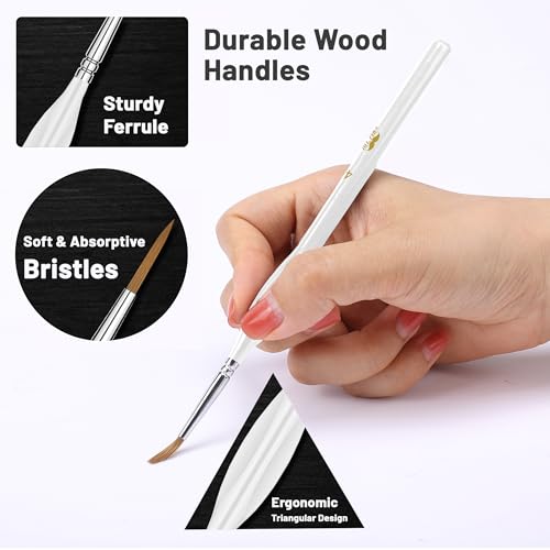 Mr. Pen- Detail Paint Brushes Set, 9 pcs, White, Miniature Paint Brushes - color: White