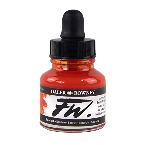 Daler-Rowney FW Acrylic Artists Ink, 1 oz, Scarlet (160029567) - color: Scarlet