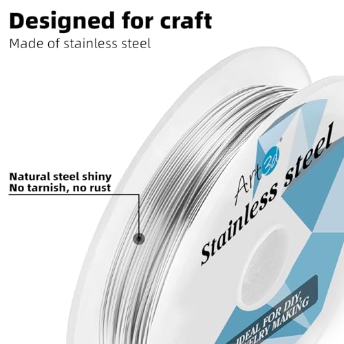 Art3d 20 Gauge Bendable Soft Stainless Steel Craft Wire, 120 ft, Silver | Flexible, Malleable, Polished Finish, Easy to Shape, Easy Unwinding, for Jewelry Making, Electroculture, DIYers, Artisans - color: Stainless Steel, size: 20 Gauge / 120 Ft