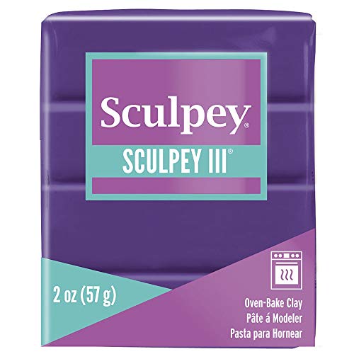 Polyform Sculpey III Polymer Oven-Bake Clay, Purple, Non Toxic, 2 oz. bar, Great for modeling, sculpting, holiday, DIY, mixed media and school projects.Perfect for kids & beginners! | Polymer Clay, Perfect for Jewelry, Home Decor, and General Crafting - s