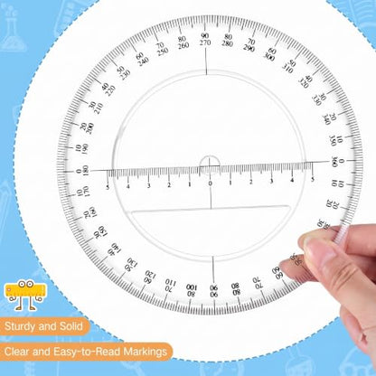 Zonon 2 Pack 360 Degree Protractor, 6 Inch Multifunctional Drawing Ruler Rotatable Mathematical Function Math Geometry Ruler Set, Large Clear Circle Protractor Drafting Tools for Engineering(Classic) - style: Classic
