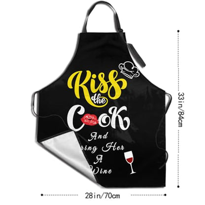 Giwawa Unisex Adult Apron Waterproof Stain Resistant Kitchen Cooking Apron with 2 Pockets for BBQ Grill Painting - color: Kiss the Cook