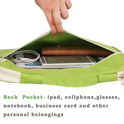 JAKAGO A4 Travel Portfolio Multifunctional Document Organizer Zippered Case for Office Supplies (green) - color: Green