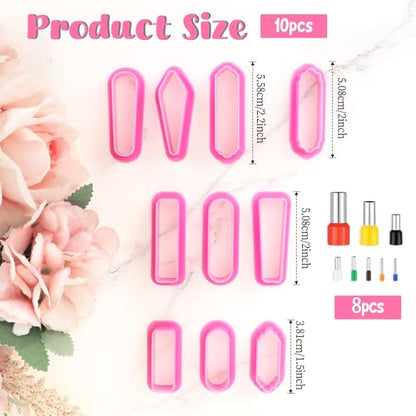 Polymer Clay Cutters, 10 PCS Clay Earrings Cutter Kit Sculpting Dangle Shape Clay-Cutter Tools with 8 PCS Circle Shape Cutters for DIY Polymer-Clay Jewelry Making
