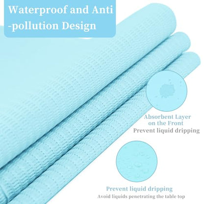 125Pcs Disposable Nail Paper Towels for Acrylic, 3 Ply Foldable Nail Table Mat, Waterproof Nail Art Practice Sheet Clean Pads Napkins, Nail Supplies for Manicure Salon or Home Use (Blue) - color: Blue