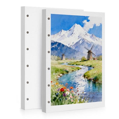 Watercolor Paper Refill-5.1 x 3.0 in, 2-Pack – 100% Cotton 140LB (300GSM) Acid-Free Cold Press Paper, 20 Sheets per Pad (40 Pages Total), for Painting, Sketching & Mixed Media - size: 5.1 x 3.0 in