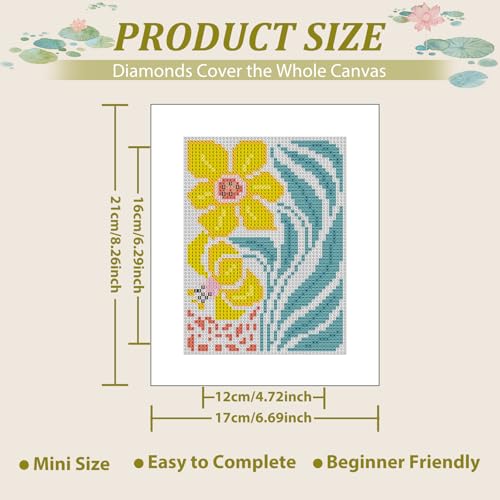 12 Pcs Small Diamond Art Kits Easy Flower Diamond Art Kits for Adults - color: Easy Flowers
