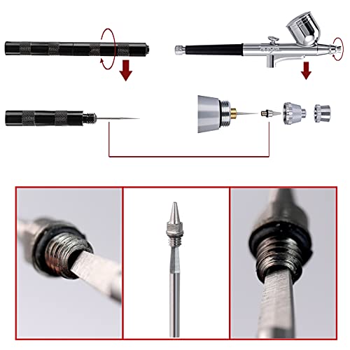Airbrush Painting Cleaning Tools Kit, Air Brush Accessories Spray Gun Cleaner Wash Needle with Nozzle Spanner Wrench and Stainless Steel Brushes Set