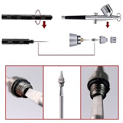 Airbrush Painting Cleaning Tools Kit, Air Brush Accessories Spray Gun Cleaner Wash Needle with Nozzle Spanner Wrench and Stainless Steel Brushes Set
