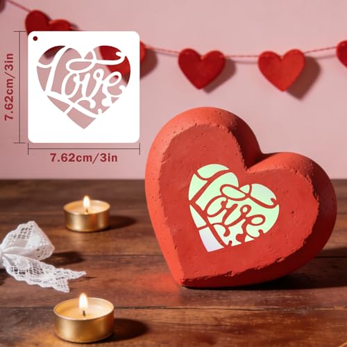 72 PCS 3x3 Inch Valentine‘s Day Stencils for Painting - Love red HeartKiss red RoseCupid's Arrow Reusable Valentine's Painting Templates on Wood, Glass, Fabric, Window Door Decor DIY Decoration - style: 72 PCS Valentine‘s Day
