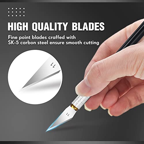 Zhehao 600 Pcs Knife Blades 11 High Carbon Steel Blades Bulk Hobby Art Refill #11 Precision Knife Replacement with Storage Case for Scrapbooking Cutting Stencils Wood Carving