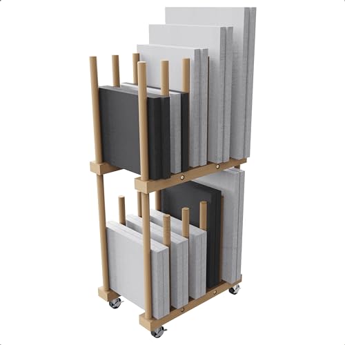 Art Storage Rack, Art Canvas Storage, Art Drying Rack, Canvas Boards Rack Art Storage with Handle & Caster Wheels for Drawing Board, Panel, Paper Pad for Art Studios, Artworks, Gallery - size: 9.7"D x 15"W x 30"H