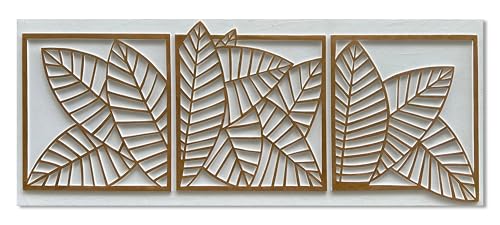 NANKAI Art Hand-Painted White and Yellow Textured Wall Decoration Painting. Large Oil Painting with Three-Dimensional Leaf Texture Suitable for Home Wall Decoration. 24x60 inches - color: Nkhb380