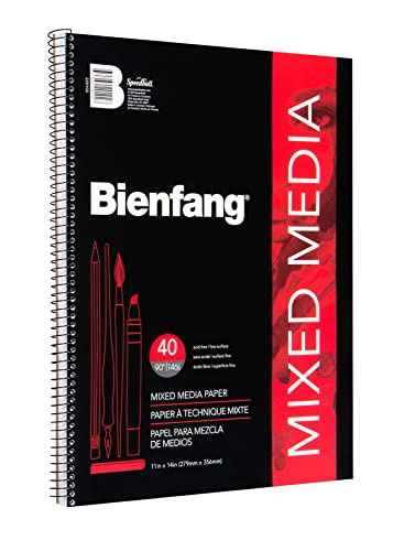 Bienfang Mixed Media Pad, 11x14 Inches, 40-Sheets Artist Paper, Spiral-Bound Sketchbook, 90lb,146gsm - size: 11" x 14"