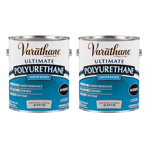Varathane Ultimate Satin Clear Polyurethane | Water-Based, Crystal Clear Protection, Scratch & Stain Resistance, Interior Wood Surfaces, Durable Finish, Gallon - color: Satin, size: 4 Quart (Pack of 2)