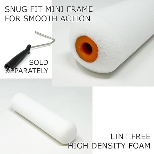 Allgala Foam Paint Roller, 6 Pack 4 inch Shedless High Density Foam Mini Paint Roller Cover for Trim Wall Funiture Doors Cabinets, Cupboards - size: 4" Foam (Pack of 6)