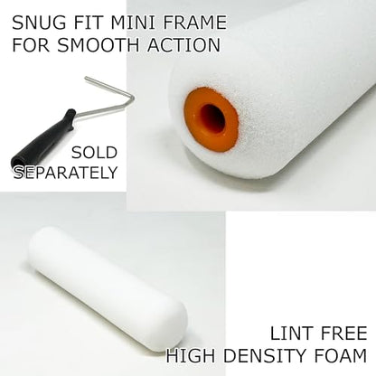 Allgala Foam Paint Roller, 6 Pack 4 inch Shedless High Density Foam Mini Paint Roller Cover for Trim Wall Funiture Doors Cabinets, Cupboards - size: 4" Foam (Pack of 6)
