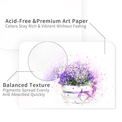 Funto 5x7 Blank Watercolor Cards and Envelopes, 50 Cards+50 Envelopes - style: 5x7 Cards and Envelopes
