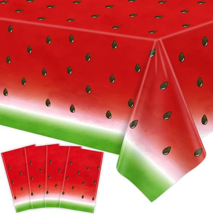 LKITMIUT 4 Pack Watermelon Party Tablecloth Watermelons Table Cover One in A Melon Plastic Table Cloth Watermelons Theme Tablecloth Watermelon Birthday Party Supplies Fruit Theme Decor 86 x 51 Inch