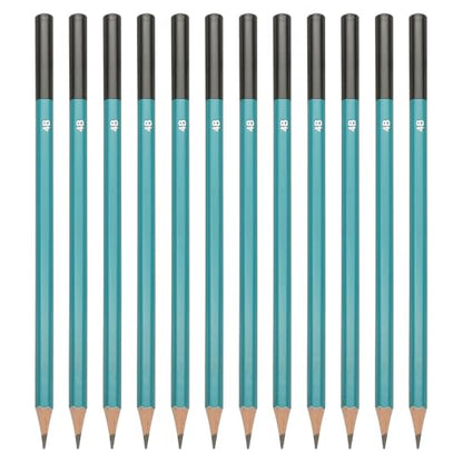 PATIKIL 4B Drawing Pencils for Sketching, 12PCS Sketch Pencils for Drawing Art Pencils Graphite Wood Pre-sharpened for Drawing Sketching Artist, Hexagonal, Black Refill, Green/Black Pole - style: 4B