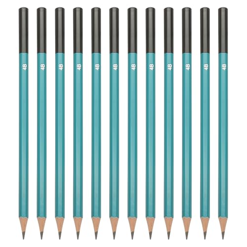 PATIKIL 4B Drawing Pencils for Sketching, 12PCS Sketch Pencils for Drawing Art Pencils Graphite Wood Pre-sharpened for Drawing Sketching Artist, Hexagonal, Black Refill, Green/Black Pole - style: 4B