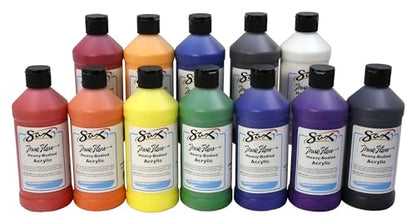 Sax True Flow Heavy Body Acrylic Paint Set, Pints, Assorted Colors, Set of 12 - 439304