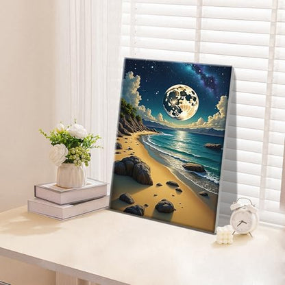 ATDMS Moon Paint by Numbers Kit for Adults with Frame 8x12 Inch - color: Moon 272