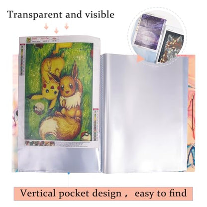 A3 Diamond Painting Storage Book,Marble Pink 40 Pages Art Portfolios Case - color: Marble Pink-40 Sleeves