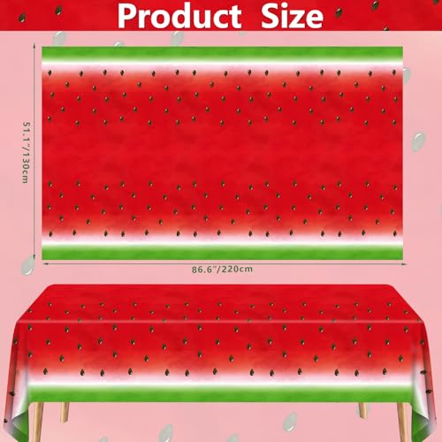 LKITMIUT 4 Pack Watermelon Party Tablecloth Watermelons Table Cover One in A Melon Plastic Table Cloth Watermelons Theme Tablecloth Watermelon Birthday Party Supplies Fruit Theme Decor 86 x 51 Inch