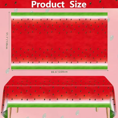 LKITMIUT 4 Pack Watermelon Party Tablecloth Watermelons Table Cover One in A Melon Plastic Table Cloth Watermelons Theme Tablecloth Watermelon Birthday Party Supplies Fruit Theme Decor 86 x 51 Inch