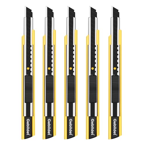 Gebildet 5pcs Right and Left Hand Self-Lock Cutter /9mm Snap Off Blades /60 Blade /Utility Knife /Graphic Knife (Yellow Holder) - color: Yellow