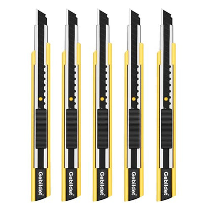 Gebildet 5pcs Right and Left Hand Self-Lock Cutter /9mm Snap Off Blades /60 Blade /Utility Knife /Graphic Knife (Yellow Holder) - color: Yellow