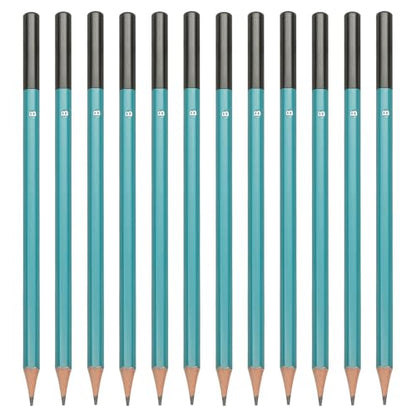 PATIKIL B Drawing Pencils for Sketching, 12PCS Sketch Pencils for Drawing Art Pencils Graphite Wood Pre-sharpened for Drawing Sketching Artist, Hexagonal, Black Refill, Green/Black Pole - style: B