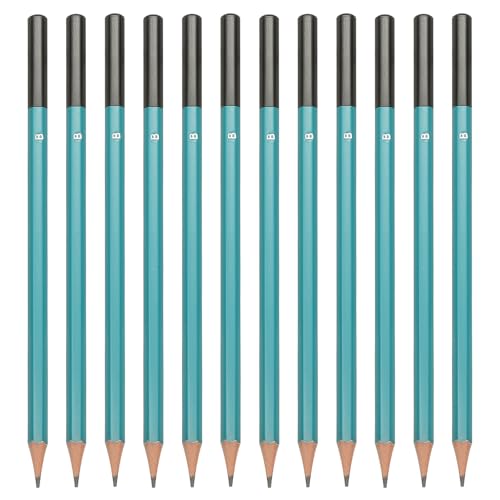 PATIKIL B Drawing Pencils for Sketching, 12PCS Sketch Pencils for Drawing Art Pencils Graphite Wood Pre-sharpened for Drawing Sketching Artist, Hexagonal, Black Refill, Green/Black Pole - style: B