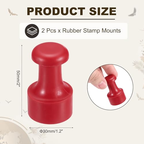 PATIKIL 30mm Stamp Rubber Round Handle, 2 Pcs Stamp Mounts Drawer Pulls for Carving Making DIY Crafting Scrapbooking, Red - size: 30x50mm