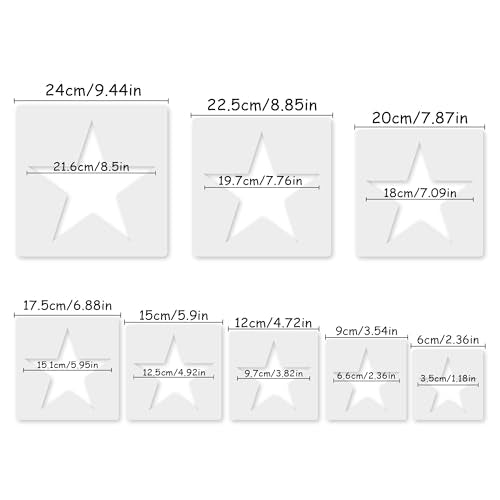 Star Stencil, 8 Pcs Different Size Star Stencils, Stars Template Stencil, Large Stencil for Spray Painting, Painting Template for Fabric Walls Arts Paper