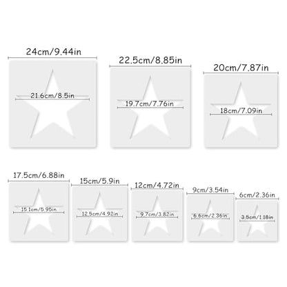 Star Stencil, 8 Pcs Different Size Star Stencils, Stars Template Stencil, Large Stencil for Spray Painting, Painting Template for Fabric Walls Arts Paper