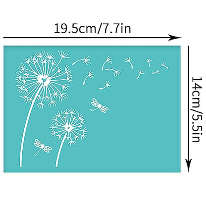 OLYCRAFT 2Pcs Self-Adhesive Silk Screen Printing Stencils Dandelion Mesh Transfers Stencil Dragonfly Pattern Silk Screen Stencil for Painting on Wood DIY T-Shirt Fabric 7.7x5.5 inch - color: Dandelion