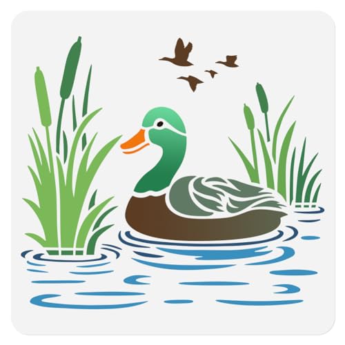 Swimming Duck DIY Painting Stencils for Wall Home Decor - style: Duck