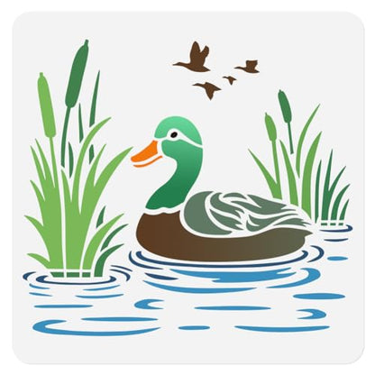 Swimming Duck DIY Painting Stencils for Wall Home Decor - style: Duck