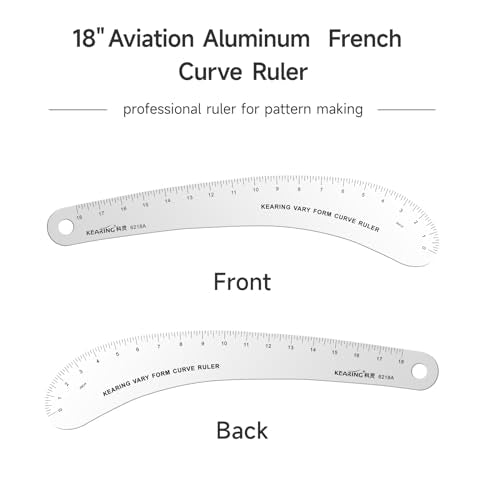 KEARING 18" Aviation Aluminum Hip Curve Ruler - Dual Sided Sewing Tool - style: 6218A(18")