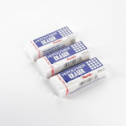Pentel Hi-Polymer Block Eraser, Large, 3 Pack, White (ZEH10BP3-K6)- Pack of 2 - size: 3 Pack- Pack of 2
