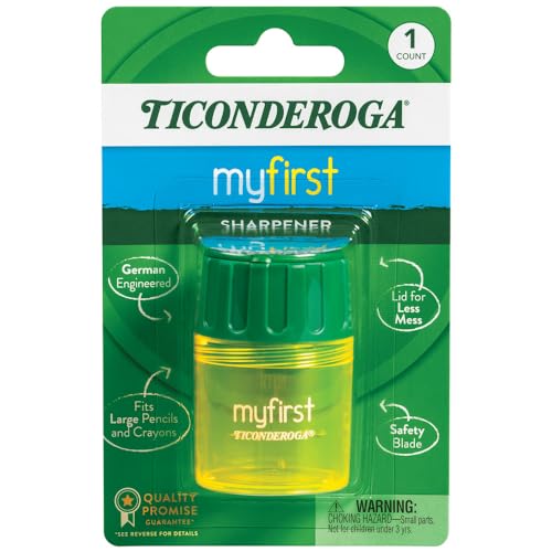 Ticonderoga My First Pencil Sharpener, 1 Hole, Large Barrel, Yellow/Green