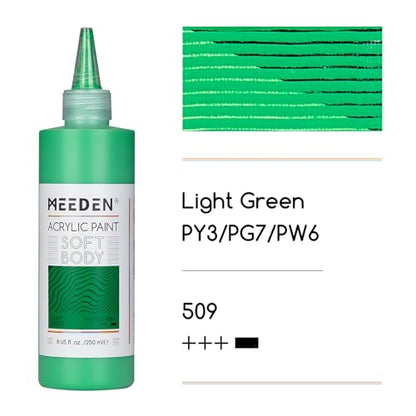 MEEDEN Green Light Acrylic Paint: Matte Finish 250ml/8.45oz Soft Body | Bulk Acrylic Colors in Ergonomic Bottle - Fluid Flow Art Paints for Artists Canvas Painting - color: Green Light