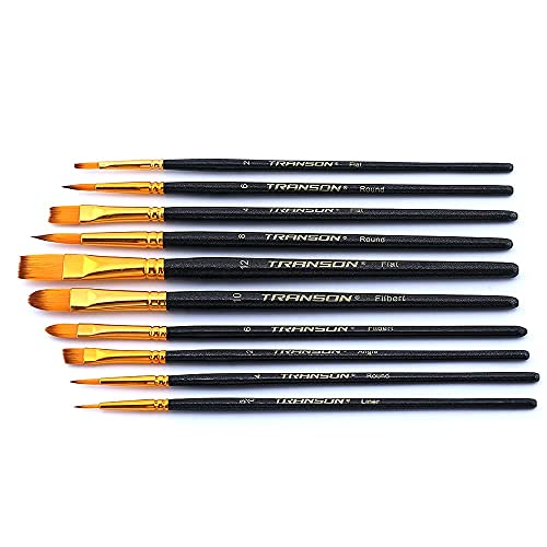 Transon 20pcs Art Painting Brush Set for Acrylic Watercolor Gouache Hobby Craft Face Painting Black - color: Black