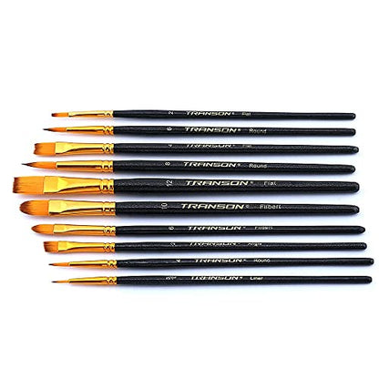 Transon 20pcs Art Painting Brush Set for Acrylic Watercolor Gouache Hobby Craft Face Painting Black - color: Black