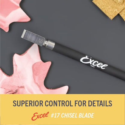 Excel Blades #17 100-Pack Chisel Craft Knife Blades, Carbon Steel | eavy Duty Craft Knives Blade Set For Precision Chiseling, Shaving, Carving & Trimming – Made in USA - size: 100 Pack