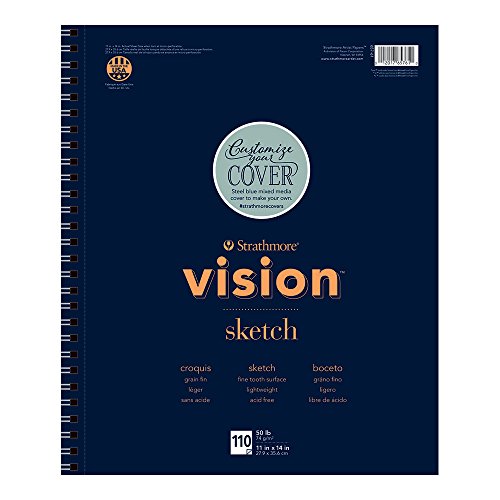 Strathmore Vision Series Sketch Pad, 11x14 inch, 110 Sheets - Artist Sketchbook for Drawing, Illustration, Art Class Students - size: 11x14, style: Sketch